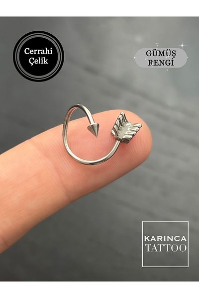 Karınca Piercing Arrow Shaped Silver Color Ring Ear Lip Piercing