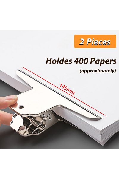 Choice 145mm 2pcs Stainless Steel Multi-functional Metal Clamp Paper Clips Strong Binder School Office Hous