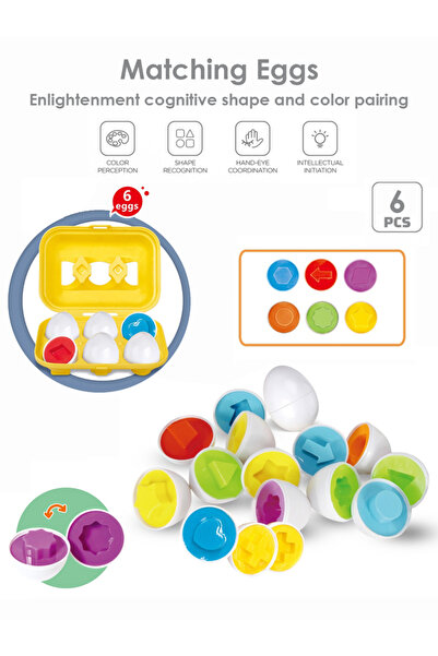 Choice 6 قطع مطابقة الشكل 6 قطع بيض ذكي للأطفال ألعاب تعليمية مونتيسوري للأطف...