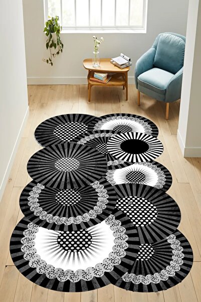 YTR HOME Dijital Baskı Yıkanabilir Kaymaz Taban Dekoratif Salon Mutfak Halısı...