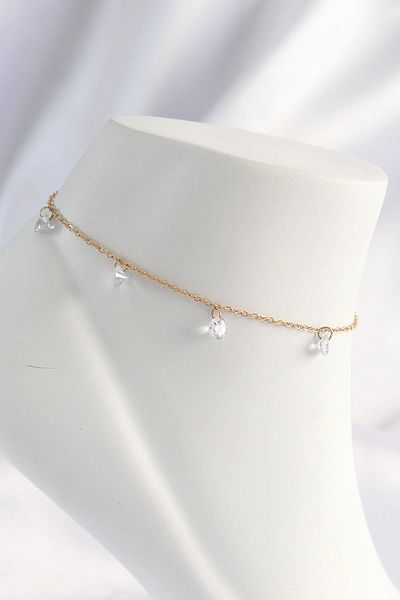 Clariss 316L Steel Gold Color Zircon Stone Anklet