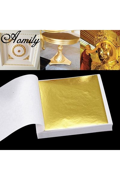 Choice 100pcs Aomily 9x9cm 100 Sheets Practical K Pure Shiny Gold Leaf For Gilding Funiture Lines Wall Craf