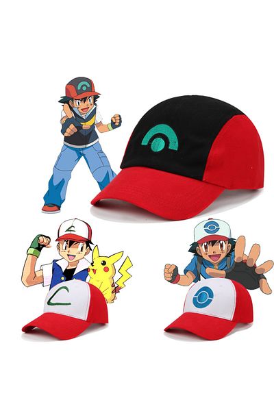 Choice Pokemon Anime Hats Pocket Monster Figure Ash Ketchum Cosplay Series Cartoon Hats Adjustable Child...