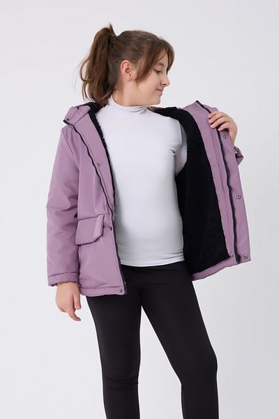 freemen Sports Girl Sportswear Children Lilac Water and Windproof Hooded 3 Pocket Coats & Parkas
