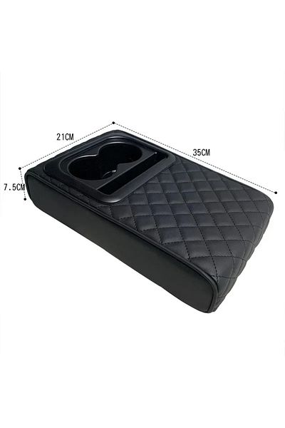 Choice A Auto Center Console Armrest Cushion With 2 Cup Holder Pu Leather Armrest Pad Portable Car Amrest .