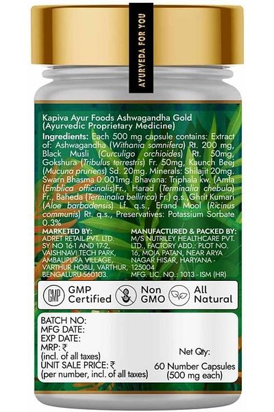 KAPİVA Kapiva Ashwagandha Gold 60 Capsules