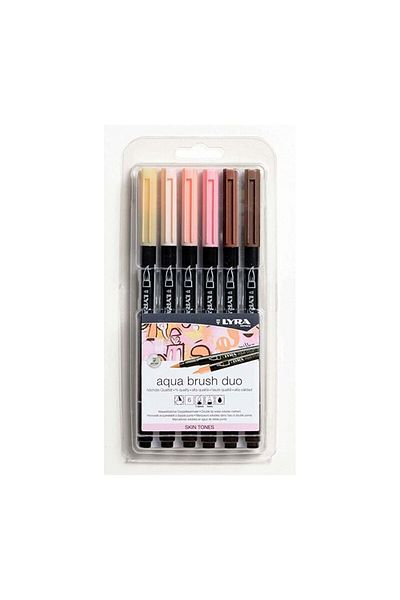 LYRA Aqua Brush Duo - Double Sided 6 Color Skin Tone Pen Set