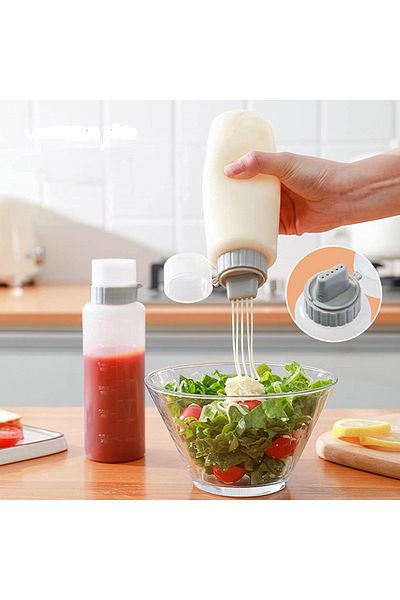 Choice 350ml 5 Holes Condiment Squeeze Bottle Kitchen Ketchup Mustard Bottle Clear Mayonnaise Honey Disp...