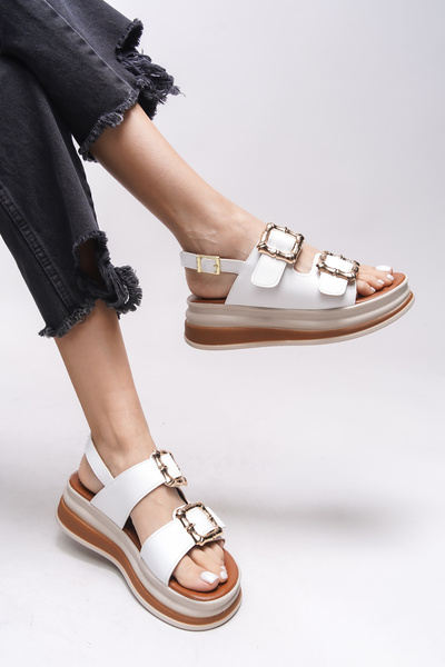 Riccon Sandale Alyfarrel albe pentru femei - 0012319