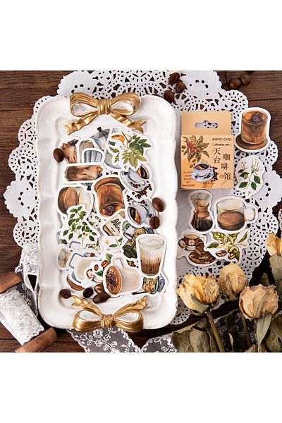 Choice 45pcs/box Vintage Rooftop Coffee Shop Stickers Set Scrapbooking Stickers For Journal Planner Diy ...