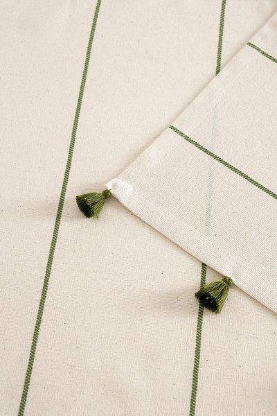 Denizli Concept Ριγέ Πράσινη Φούντα Runner - 50x150 cm - Επιτραπέζιο Μοντέλο Runner