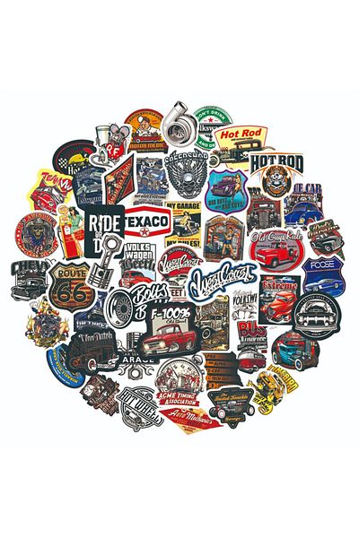 Choice 50PCS Cartoon Retro Car Personalized Graffiti Creative Helmet Sticker Toy Skateboard Guitar Mobil...