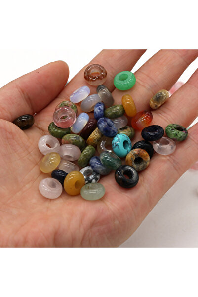 Choice 5x10mm Mix Colors 10pcs Natural Stone Beads Abacus Shape Big Hole Loos...