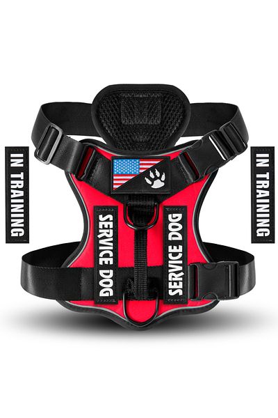 Choice XS Red Service Dog Harness, Reflective Dog Vest Harness with 5 PCS Patches, Adjustable Soft Oxford P