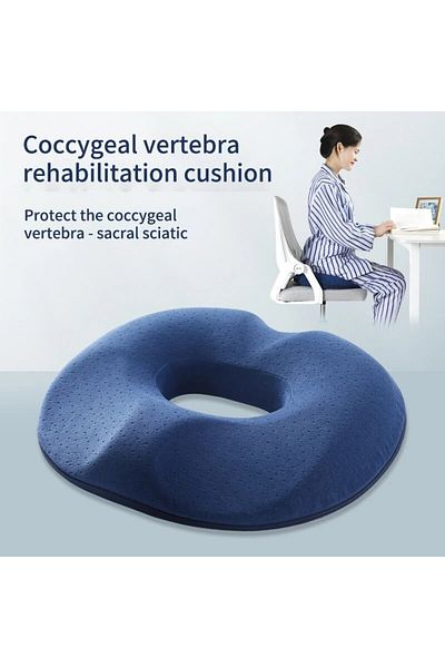 Choice 40x40cm Dark Blue Memory Cotton Office Seat Cushion Postoperative Male And Female Tailbone Decompres