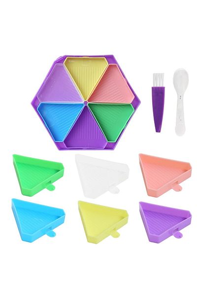 Choice Colorful 6 Grids Palette Hexagon Diamond Painting Tray Kits Large Capacity Drill Beading Plates Poin
