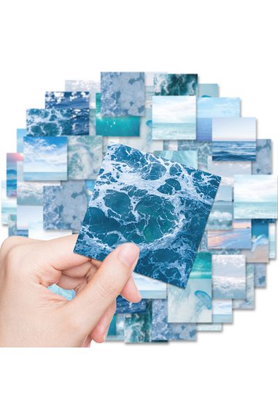 Choice 46pcs Blue Ins Landscape Pattern Sticker for Notebook, Phone Case, Water Bottle, Suitcase, Childr...