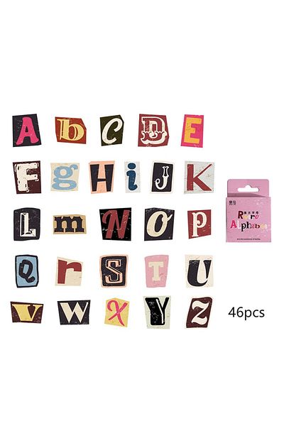Choice 1 Etori Life Colorful English Letter Sticker 46pcs Diy Decorative Stationery Diary Cup Notebook Mob.