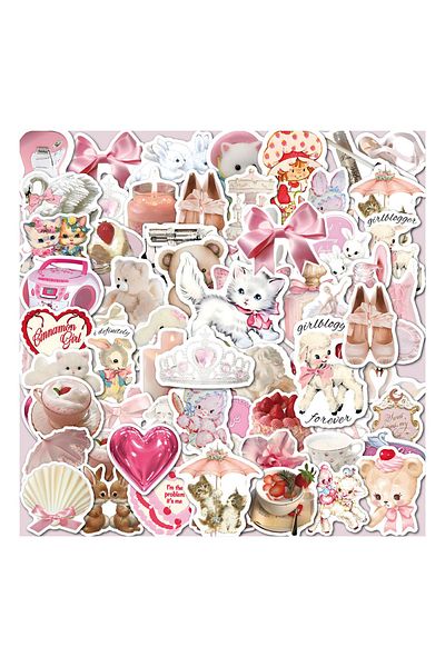 Choice 60pcs 10/30/60pcs Ins Style Cute Pink Coquette Stickers Aesthetic Decals Decoration Phone Luggage Wa