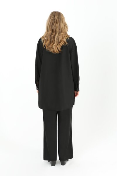 Puane Kadın Cepli Gömlek  - 10564GML - BLACK