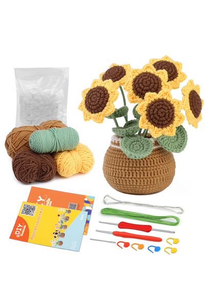 Choice مجموعة زهور الكروشيه من النوع 1 من KRABALL للمبتدئين مع تعليمات غزل الحياكة خيط إبر الخطاف E