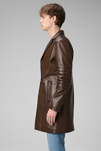 Dericlub E2031 Genuine Leather Men's Trench Coat