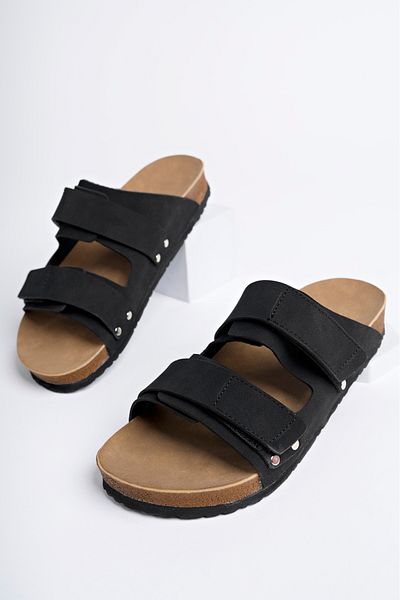 POLOMİA Victor Adjustable Velcro Casual Daily Orthopedic Men's Slippers