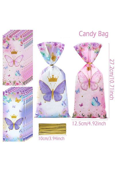 Choice 25pcs Style 2 25/50/100pcs Candy Bags Gift Packing Bags Biscuit Butterfly Birthday Party Decorations
