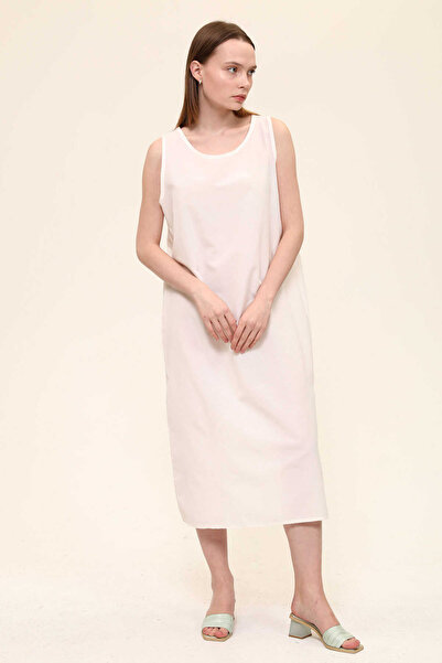 EMNORA Pamuk İçlik Elbise Ekru