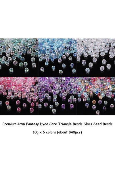 Choice 4mm style1 About 840pcs Premium 4mm Fantasy Dyed Core Triangle Beads G...