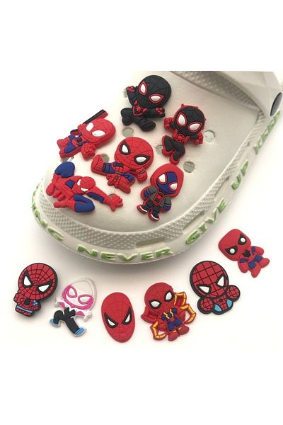 Choice 12pcs 12pcs Spiderman Series Shoe Buckles Cute Cartoon Pattern Shoe Charms Detachable Shoe Buckles D