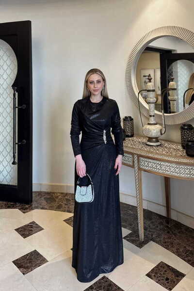 EMNORA Isabella Işıltılı Abiye Elbise Siyah