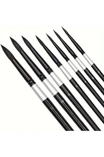 Choice Black 7/14pcs Round Squirrel Hair Paint Brush Set For Watercolor, Inks, Gouache & Tempera, Professio