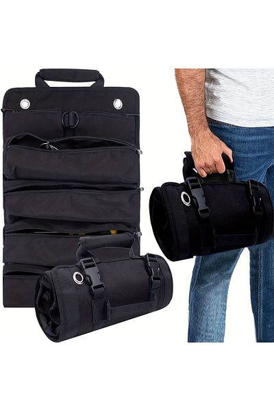 NIUXIANG Black Tool Bag Organizers - Small Tool Bag With Detachable Pouches , Heavy Duty Roll Up Tool Bag Org