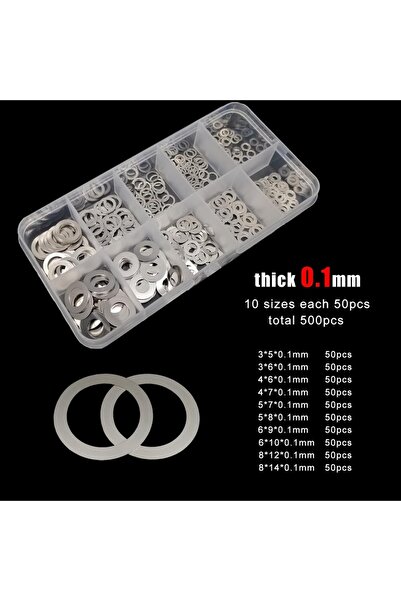 Choice1 0.1mm 500pcs 1 Box Ultra Thin Adjusting Shim Washer Mix Sizes 0.1mm 0...