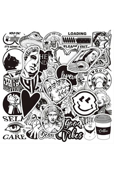 Choice 50pcs 50pcs Cool Black White Ins Style Vsco Stickers Aesthetic Laptop Car Motorcycle Guitar Luggage