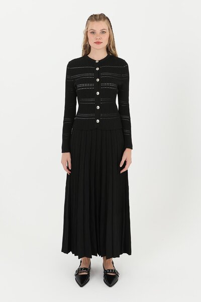 Byelmira Set de tricotaje pentru femei cu fustă - 14263TKS - NEGRU