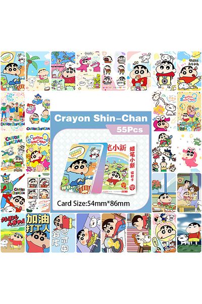 Choice 55pcs 50/55pcs Anime Crayon Shin-chan Lemo Cards Cartoon Laser Collection Cards Kids Girls Birthday