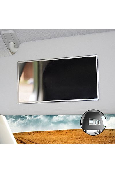 EAFC 15x8cm Car Makeup Mirror Car Stainless Steel Portable Auto Sun-shading Visor Hd Mirrors Car Interior