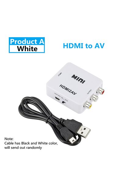 PzzPss محول فيديو مركب HD2AV أبيض 1080 بكسل متوافق مع HDMI إلى AV Scaler محول فيديو مركب RCA إلى HDMI متوافق