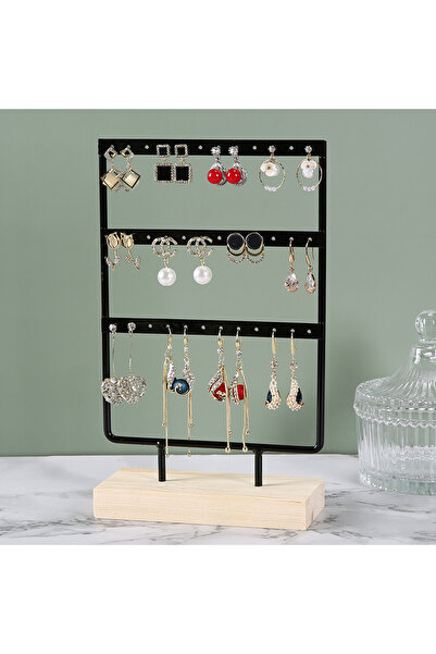 Choice حامل عرض الأقراط الأسود 25 سم، 3 طبقات، 72 فتحة، منظم تخزين المجوهرات ...