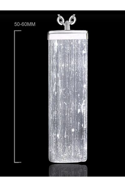 Zodyak Doğal Taş Selenite Raw Necklace with Metal Chain (Certified)