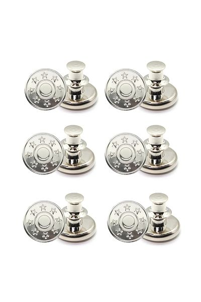Choice Silver-star 6pcs-adjustable Detachable Jeans Button Sew Free Vintage Metal Button Garment Button Acc