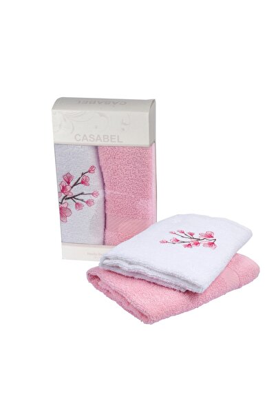 CASABEL 2'li Pamuk Mutfak Havlusu - 50x60 Pembe Bahar Dalı