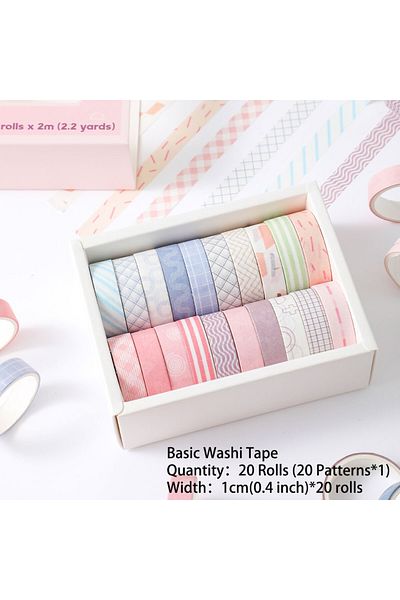 Choice Pink 20 Rolls Washi Tape Set Simple Thin Masking Tape For Diy Arts Crafts Gift Wrapping Journaling S