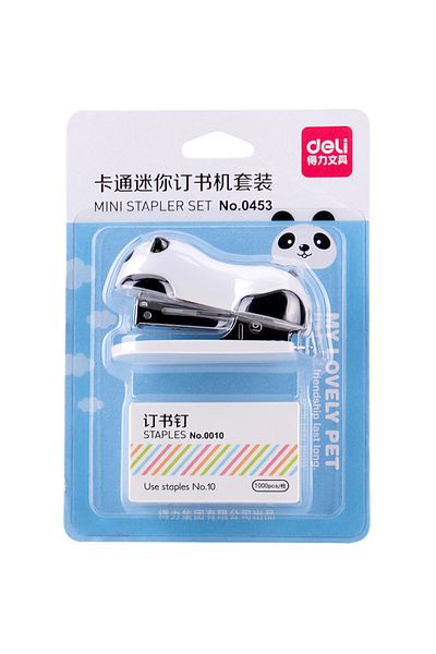 Deli Panda Cartoon Mini Stapler Set Stapling Machine With 1000 Pcs No.10 Staples Office School Bindi