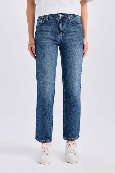 DeFacto High Waist Ankle Length Comfort Jeans - Wash Pants D8154Ax24Wn