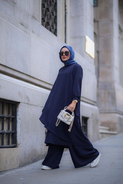 NS Moda Hijab Lina Set Navy Blue Model-511