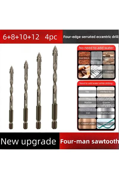 Choice 4pc 6and8 10and12 Mm Upgraded High-hard Alloy Four-edge Eccentric Drill Bit, The Site All Porcelain