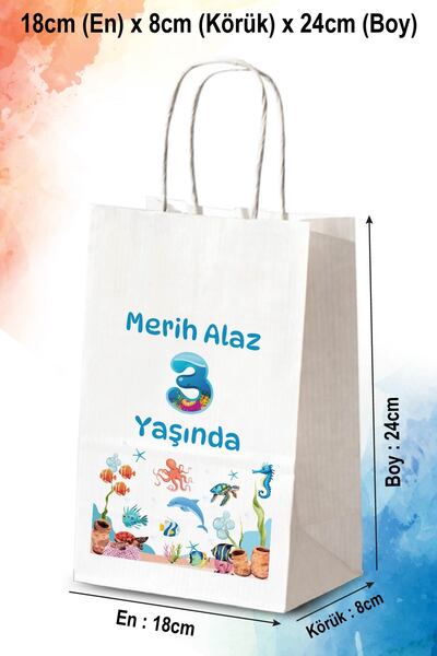 nna tasarım 50 Adet Kişiye Özel Isim Baskılı Doğum Günü Hediyeliği Kağıt Çant...